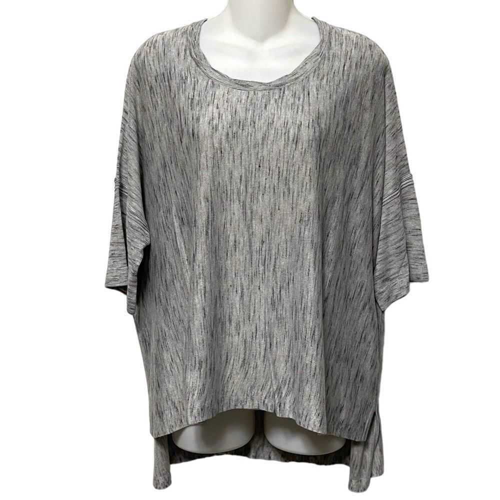 MARGARET O’LEARY Boxy Space Dye Knit Oversized Short Sleeve Top M